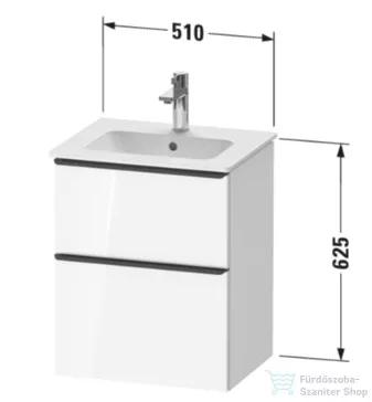 Duravit D-NEO 51x40,2 cm-es, 2 fiókos alsószekrény rozsdamentes acél színű fogantyúval 233653 mosdóhoz, matt sötét dió DE4360070210000