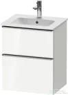 Duravit D-NEO 51x40,2 cm-es, 2 fiókos alsószekrény rozsdamentes acél színű fogantyúval 233653 mosdóhoz, fényes fehér DE4360070220000