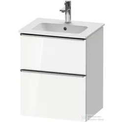   Duravit D-NEO 51x40,2 cm-es, 2 fiókos alsószekrény rozsdamentes acél színű fogantyúval 233653 mosdóhoz, fényes fehér DE4360070220000