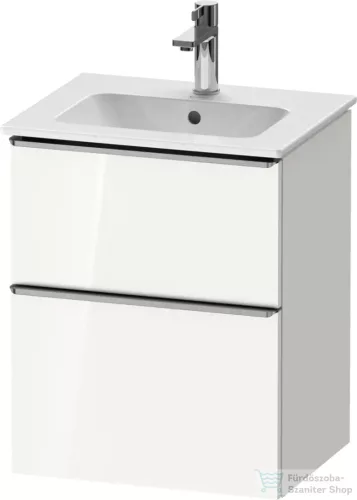 Duravit D-NEO 51x40,2 cm-es, 2 fiókos alsószekrény rozsdamentes acél színű fogantyúval 233653 mosdóhoz, fényes fehér DE4360070220000