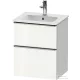 Duravit D-NEO 51x40,2 cm-es, 2 fiókos alsószekrény rozsdamentes acél színű fogantyúval 233653 mosdóhoz, fényes fehér DE4360070220000