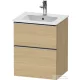 Duravit D-NEO 51x40,2 cm-es, 2 fiókos alsószekrény rozsdamentes acél színű fogantyúval 233653 mosdóhoz, natúr tölgy DE4360070300000