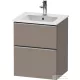 Duravit D-NEO 51x40,2 cm-es, 2 fiókos alsószekrény rozsdamentes acél színű fogantyúval 233653 mosdóhoz, matt bazalt DE4360070430000