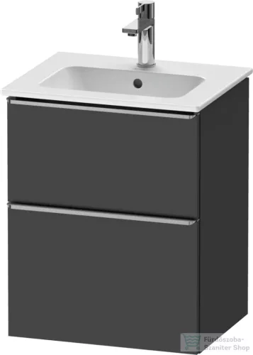 Duravit D-NEO 51x40,2 cm-es, 2 fiókos alsószekrény rozsdamentes acél színű fogantyúval 233653 mosdóhoz, matt grafit DE4360070490000