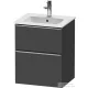 Duravit D-NEO 51x40,2 cm-es, 2 fiókos alsószekrény rozsdamentes acél színű fogantyúval 233653 mosdóhoz, matt grafit DE4360070490000