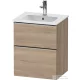 Duravit D-NEO 51x40,2 cm-es, 2 fiókos alsószekrény rozsdamentes acél színű fogantyúval 233653 mosdóhoz, márványos tölgy DE4360070550000