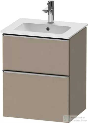 Duravit D-NEO 51x40,2 cm-es, 2 fiókos alsószekrény rozsdamentes acél színű fogantyúval 233653 mosdóhoz, matt len DE4360070750000