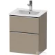 Duravit D-NEO 51x40,2 cm-es, 2 fiókos alsószekrény rozsdamentes acél színű fogantyúval 233653 mosdóhoz, matt len DE4360070750000