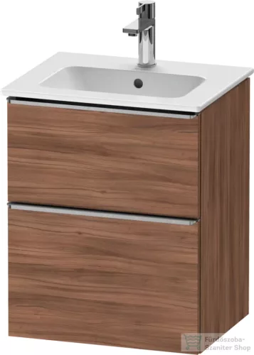 Duravit D-NEO 51x40,2 cm-es, 2 fiókos alsószekrény rozsdamentes acél színű fogantyúval 233653 mosdóhoz, matt dió DE4360070790000