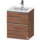 Duravit D-NEO 51x40,2 cm-es, 2 fiókos alsószekrény rozsdamentes acél színű fogantyúval 233653 mosdóhoz, matt dió DE4360070790000