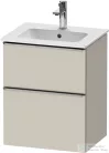 Duravit D-NEO 51x40,2 cm-es, 2 fiókos alsószekrény rozsdamentes acél színű fogantyúval 233653 mosdóhoz, matt taupe DE4360070910000