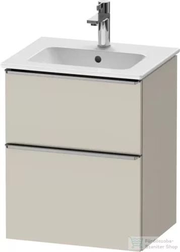 Duravit D-NEO 51x40,2 cm-es, 2 fiókos alsószekrény rozsdamentes acél színű fogantyúval 233653 mosdóhoz, matt taupe DE4360070910000