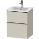 Duravit D-NEO 51x40,2 cm-es, 2 fiókos alsószekrény rozsdamentes acél színű fogantyúval 233653 mosdóhoz, matt taupe DE4360070910000