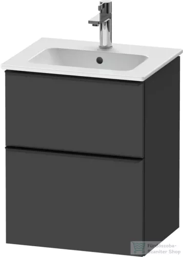 Duravit D-NEO 51x40,2 cm-es, 2 fiókos alsószekrény fekete színű fogantyúval 233653 mosdóhoz, matt grafit DE43600BD490000