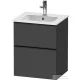 Duravit D-NEO 51x40,2 cm-es, 2 fiókos alsószekrény fekete színű fogantyúval 233653 mosdóhoz, matt grafit DE43600BD490000