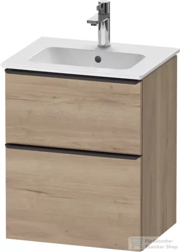 Duravit D-NEO 51x40,2 cm-es, 2 fiókos alsószekrény fekete színű fogantyúval 233653 mosdóhoz, márványos tölgy DE43600BD550000