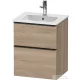 Duravit D-NEO 51x40,2 cm-es, 2 fiókos alsószekrény fekete színű fogantyúval 233653 mosdóhoz, márványos tölgy DE43600BD550000