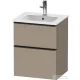 Duravit D-NEO 51x40,2 cm-es, 2 fiókos alsószekrény fekete színű fogantyúval 233653 mosdóhoz, matt len DE43600BD750000