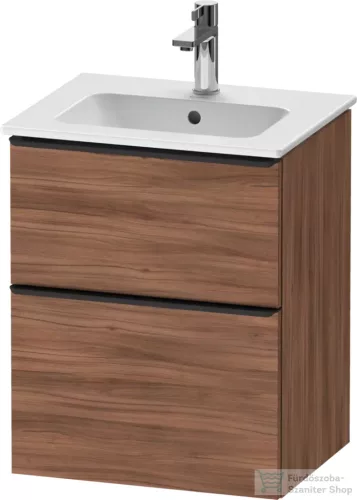 Duravit D-NEO 51x40,2 cm-es, 2 fiókos alsószekrény fekete színű fogantyúval 233653 mosdóhoz, matt dió DE43600BD790000