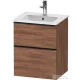 Duravit D-NEO 51x40,2 cm-es, 2 fiókos alsószekrény fekete színű fogantyúval 233653 mosdóhoz, matt dió DE43600BD790000