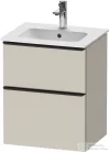 Duravit D-NEO 51x40,2 cm-es, 2 fiókos alsószekrény fekete színű fogantyúval 233653 mosdóhoz, matt taupe DE43600BD910000