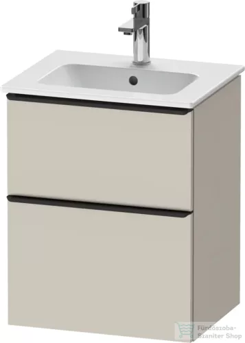 Duravit D-NEO 51x40,2 cm-es, 2 fiókos alsószekrény fekete színű fogantyúval 233653 mosdóhoz, matt taupe DE43600BD910000