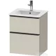 Duravit D-NEO 51x40,2 cm-es, 2 fiókos alsószekrény fekete színű fogantyúval 233653 mosdóhoz, matt taupe DE43600BD910000