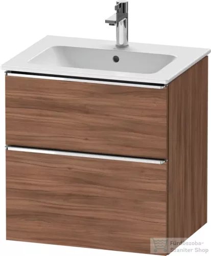 Duravit D-NEO 61x46,2 cm-es, 2 fiókos alsószekrény króm fogantyúval 233663 mosdóhoz, matt dió DE4361010790000