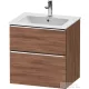 Duravit D-NEO 61x46,2 cm-es, 2 fiókos alsószekrény króm fogantyúval 233663 mosdóhoz, matt dió DE4361010790000