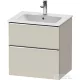 Duravit D-NEO 61x46,2 cm-es, 2 fiókos alsószekrény króm fogantyúval 233663 mosdóhoz, matt taupe DE4361010910000