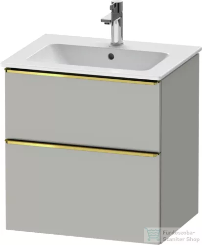 Duravit D-NEO 61x46,2 cm-es, 2 fiókos alsószekrény polírozott arany színű fogantyúval 233663 mosdóhoz, matt betonszürke DE4361034070000