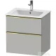 Duravit D-NEO 61x46,2 cm-es, 2 fiókos alsószekrény polírozott arany színű fogantyúval 233663 mosdóhoz, matt betonszürke DE4361034070000