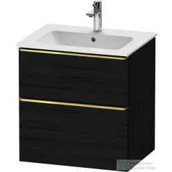   Duravit D-NEO 61x46,2 cm-es, 2 fiókos alsószekrény polírozott arany színű fogantyúval 233663 mosdóhoz, matt fekete tölgy DE4361034160000