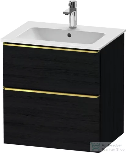 Duravit D-NEO 61x46,2 cm-es, 2 fiókos alsószekrény polírozott arany színű fogantyúval 233663 mosdóhoz, matt fekete tölgy DE4361034160000