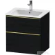 Duravit D-NEO 61x46,2 cm-es, 2 fiókos alsószekrény polírozott arany színű fogantyúval 233663 mosdóhoz, matt fekete tölgy DE4361034160000
