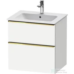   Duravit D-NEO 61x46,2 cm-es, 2 fiókos alsószekrény polírozott arany színű fogantyúval 233663 mosdóhoz, matt fehér DE4361034180000