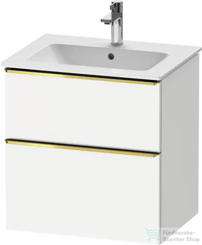 Duravit D-NEO 61x46,2 cm-es, 2 fiókos alsószekrény polírozott arany színű fogantyúval 233663 mosdóhoz, matt fehér DE4361034180000