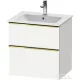 Duravit D-NEO 61x46,2 cm-es, 2 fiókos alsószekrény polírozott arany színű fogantyúval 233663 mosdóhoz, matt fehér DE4361034180000