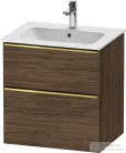 Duravit D-NEO 61x46,2 cm-es, 2 fiókos alsószekrény polírozott arany színű fogantyúval 233663 mosdóhoz, matt sötét dió DE4361034210000