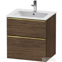   Duravit D-NEO 61x46,2 cm-es, 2 fiókos alsószekrény polírozott arany színű fogantyúval 233663 mosdóhoz, matt sötét dió DE4361034210000