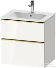Duravit D-NEO 61x46,2 cm-es, 2 fiókos alsószekrény polírozott arany színű fogantyúval 233663 mosdóhoz, fényes fehér DE4361034220000