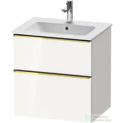   Duravit D-NEO 61x46,2 cm-es, 2 fiókos alsószekrény polírozott arany színű fogantyúval 233663 mosdóhoz, fényes fehér DE4361034220000