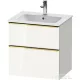 Duravit D-NEO 61x46,2 cm-es, 2 fiókos alsószekrény polírozott arany színű fogantyúval 233663 mosdóhoz, fényes fehér DE4361034220000