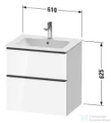Duravit D-NEO 61x46,2 cm-es, 2 fiókos alsószekrény polírozott arany színű fogantyúval 233663 mosdóhoz, fényes fehér DE4361034220000
