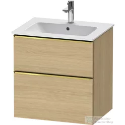   Duravit D-NEO 61x46,2 cm-es, 2 fiókos alsószekrény polírozott arany színű fogantyúval 233663 mosdóhoz, natúr tölgy DE4361034300000