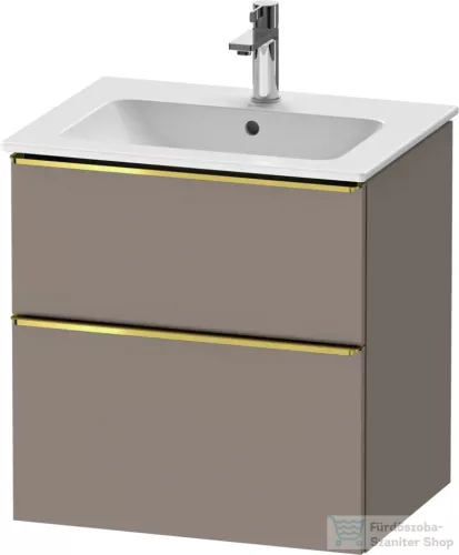 Duravit D-NEO 61x46,2 cm-es, 2 fiókos alsószekrény polírozott arany színű fogantyúval 233663 mosdóhoz, matt bazalt DE4361034430000