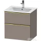Duravit D-NEO 61x46,2 cm-es, 2 fiókos alsószekrény polírozott arany színű fogantyúval 233663 mosdóhoz, matt bazalt DE4361034430000