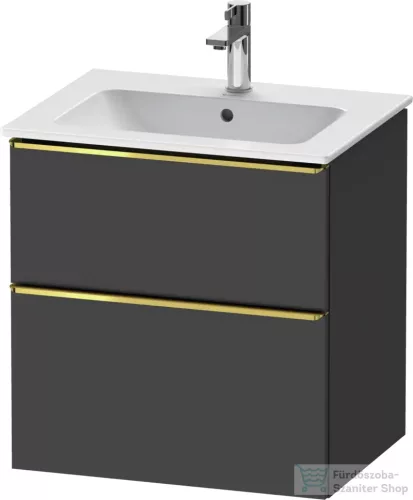 Duravit D-NEO 61x46,2 cm-es, 2 fiókos alsószekrény polírozott arany színű fogantyúval 233663 mosdóhoz, matt grafit DE4361034490000