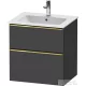 Duravit D-NEO 61x46,2 cm-es, 2 fiókos alsószekrény polírozott arany színű fogantyúval 233663 mosdóhoz, matt grafit DE4361034490000