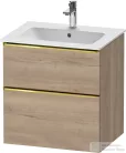 Duravit D-NEO 61x46,2 cm-es, 2 fiókos alsószekrény polírozott arany színű fogantyúval 233663 mosdóhoz, márványos tölgy DE4361034550000